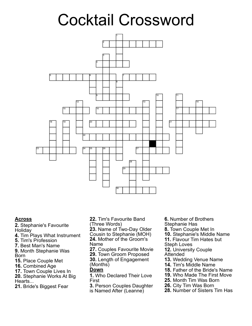 Cocktail Crossword WordMint