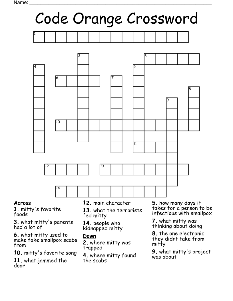 Code Orange Crossword WordMint