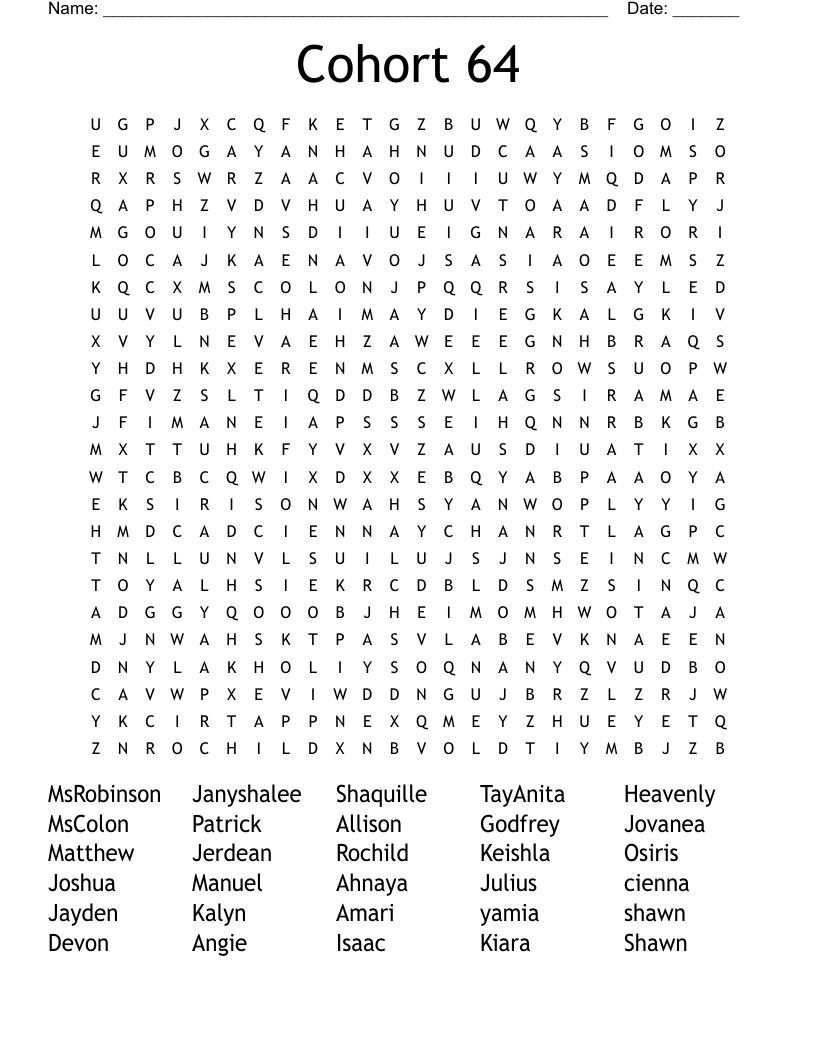Cohort 64 Word Search WordMint