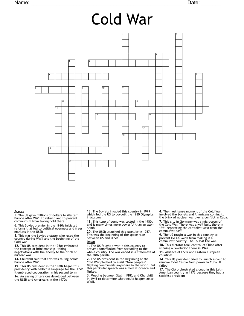 Cold War Crossword WordMint