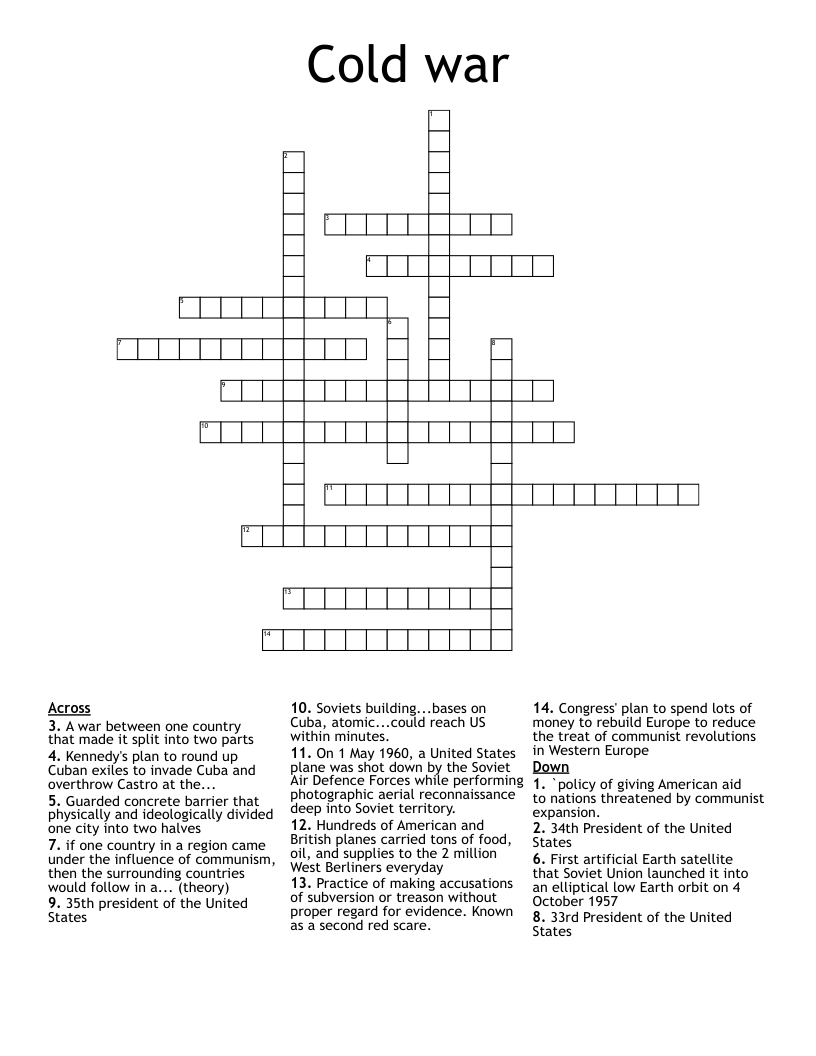 Cold war Crossword WordMint