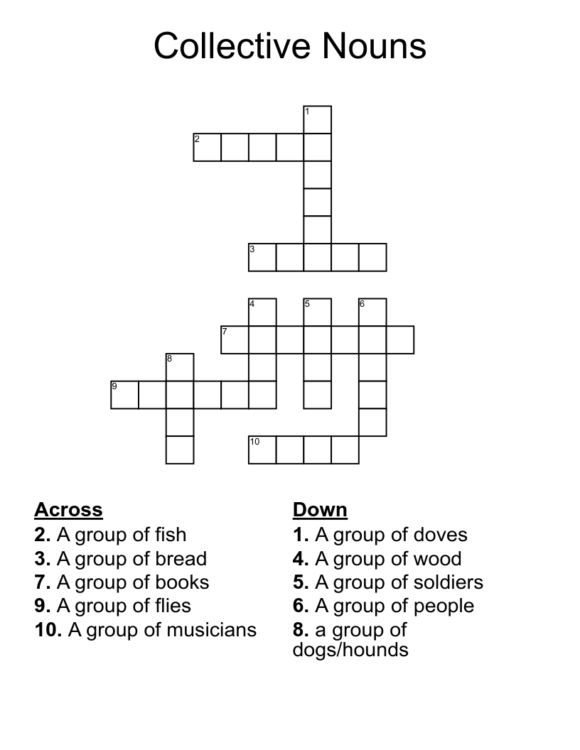 Collective Nouns Crossword WordMint