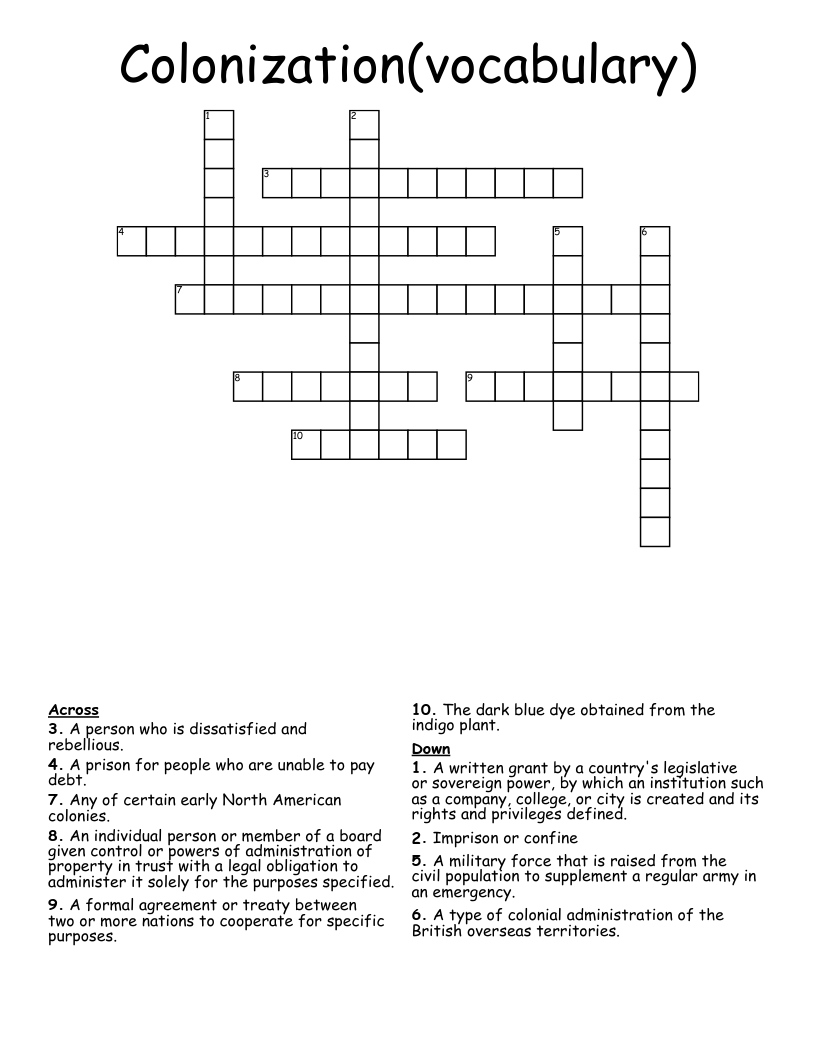 Explorers/Colonization Crossword Word Search WordMint
