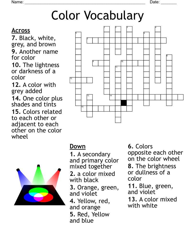 Color Theory Crossword WordMint