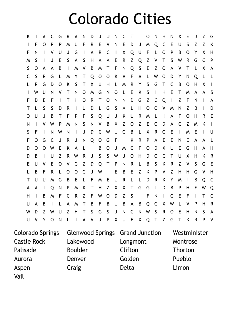 Colorado Word Scramble WordMint