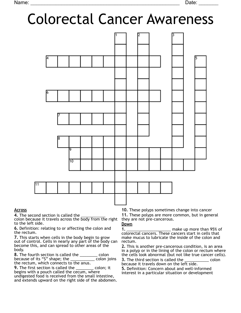 Colon Cancer Awareness Word Scramble WordMint