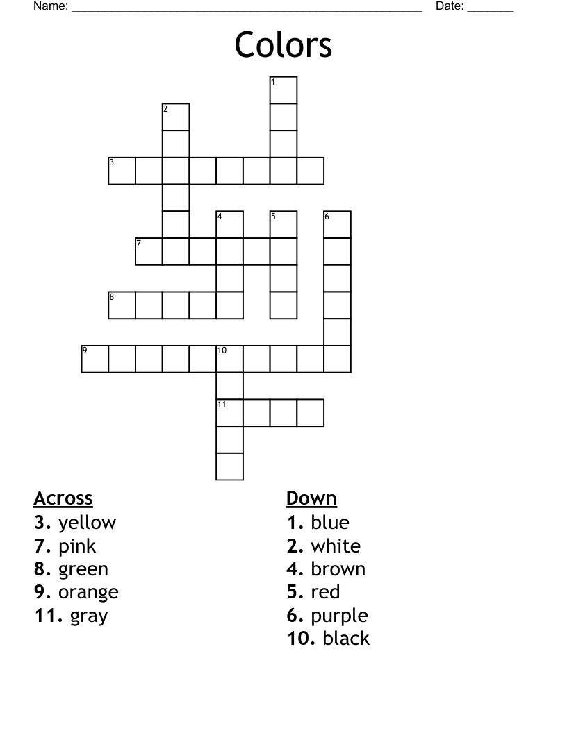 Colors Crossword WordMint