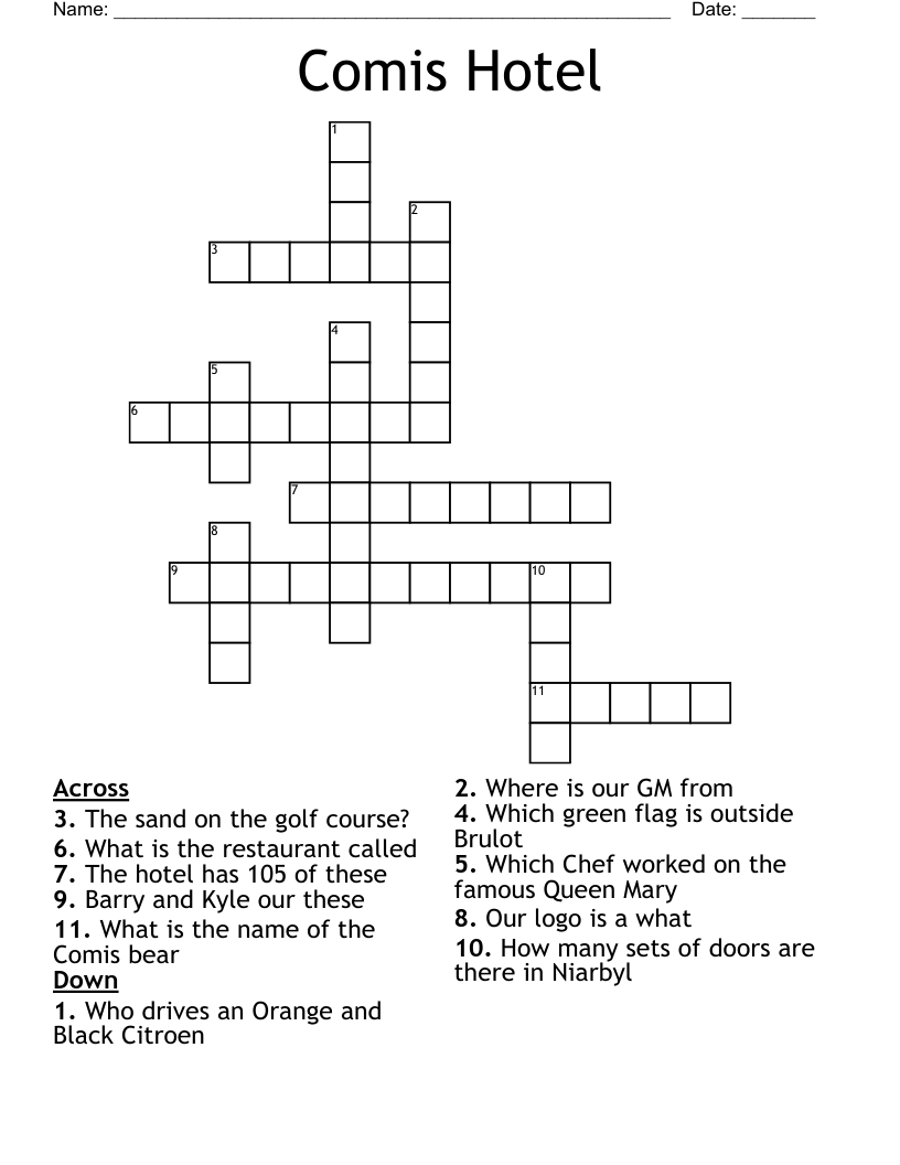 Comis Hotel Crossword WordMint