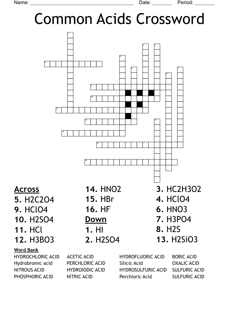 Nomenclature Crossword WordMint