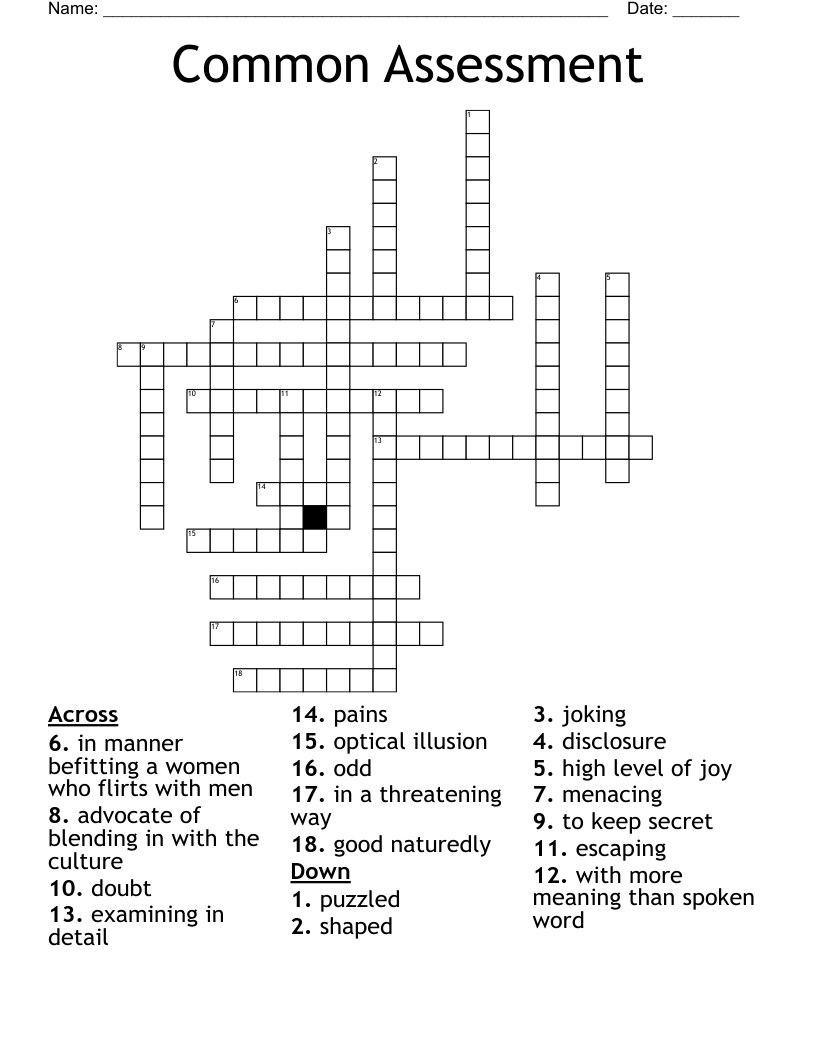 Common Assessment Crossword WordMint