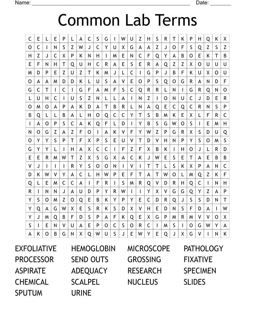 Common Lab Terms Word Search WordMint