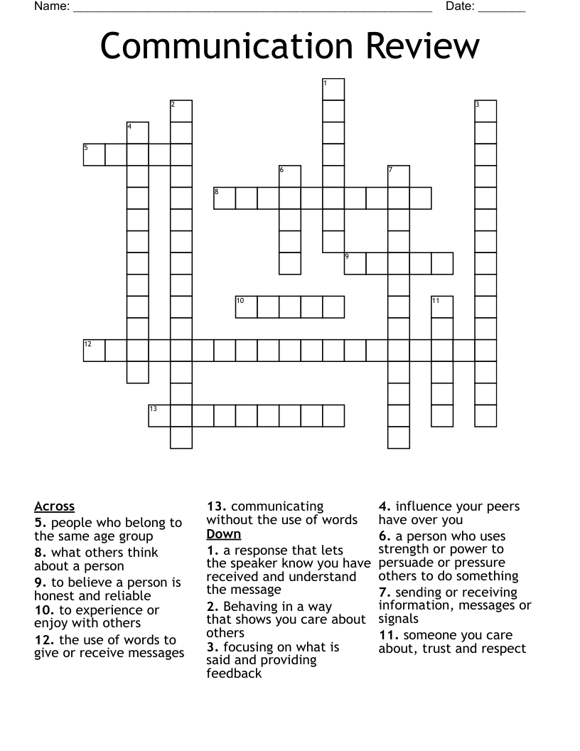 Communication Review Crossword WordMint