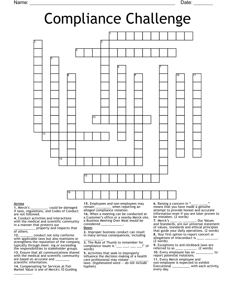 10 Golden Rules to Professional Ethics Crossword WordMint