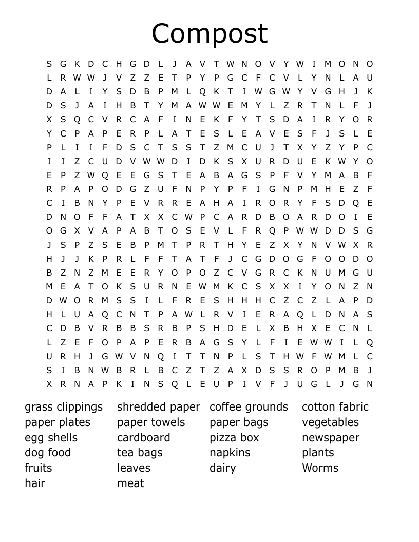 Compost Word Search WordMint