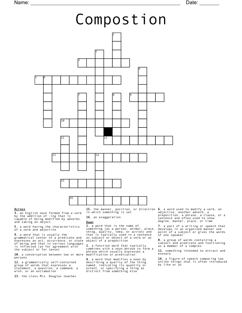 Compostion Crossword WordMint