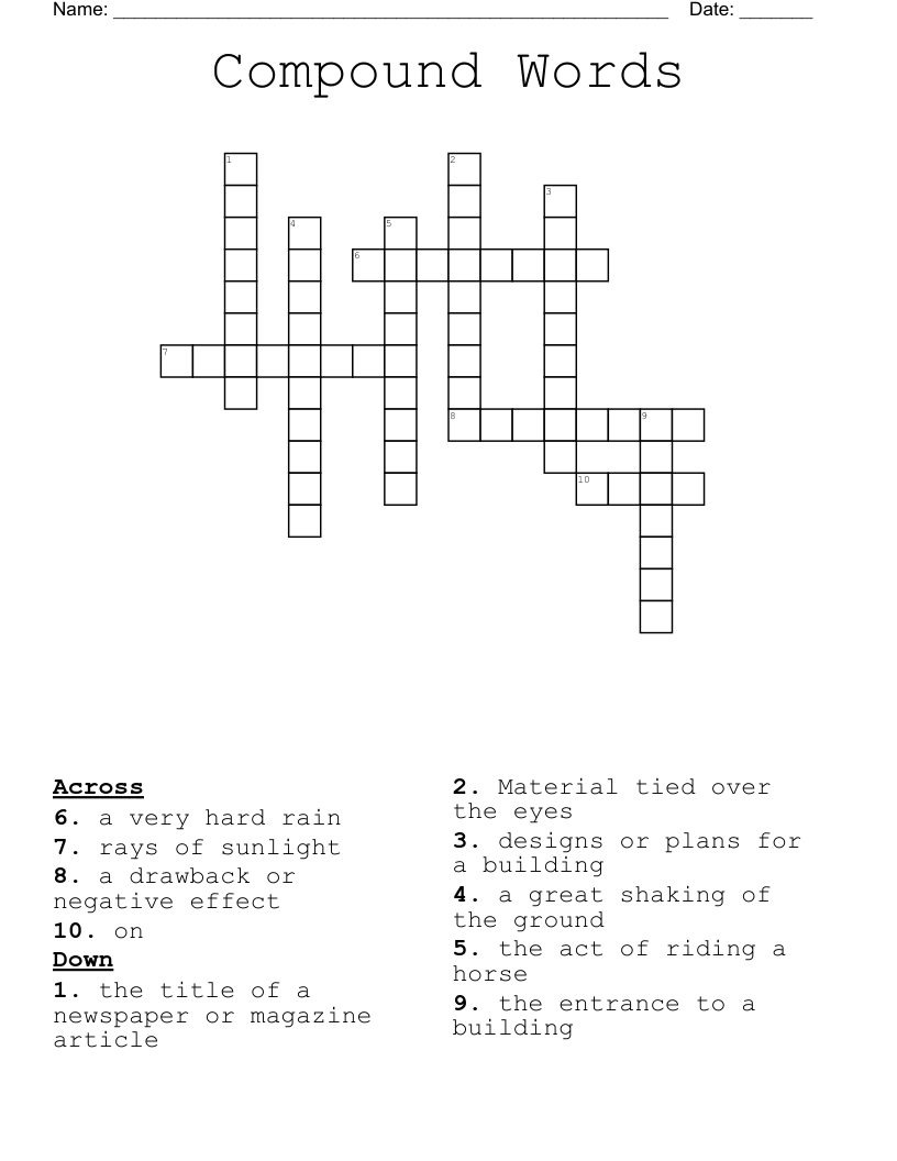Compound Words Crossword WordMint