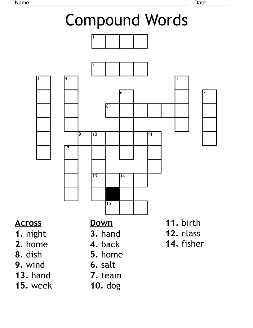 Compound Words Crossword WordMint