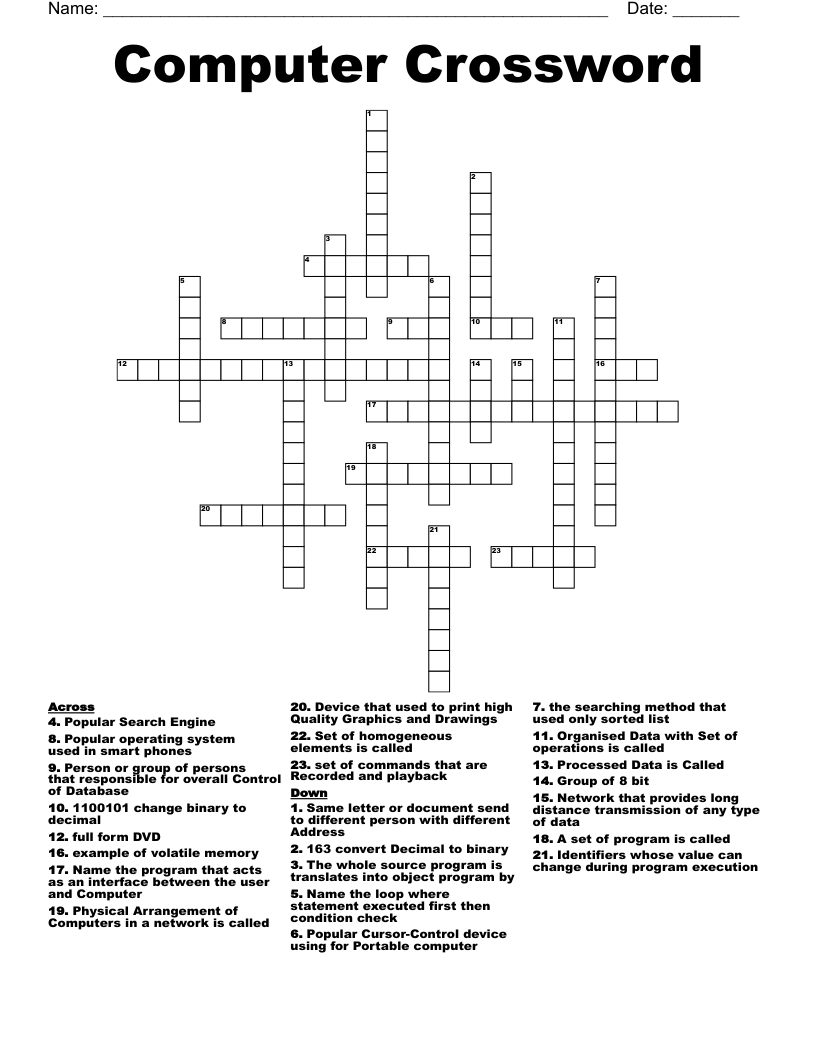 Computer Crossword WordMint