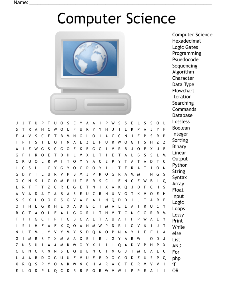 computer science Word Search - WordMint