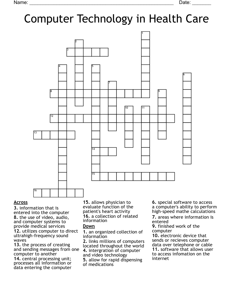 Computer Technology Crossword WordMint
