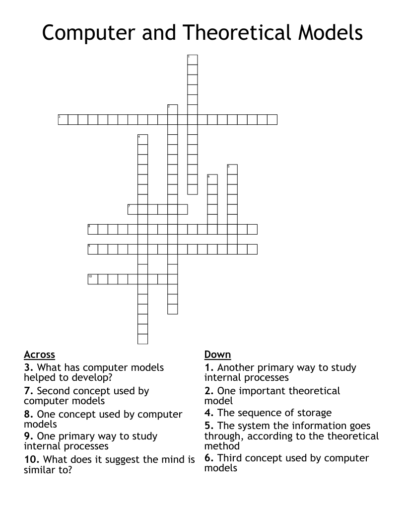 Computer and Theoretical Models Crossword WordMint