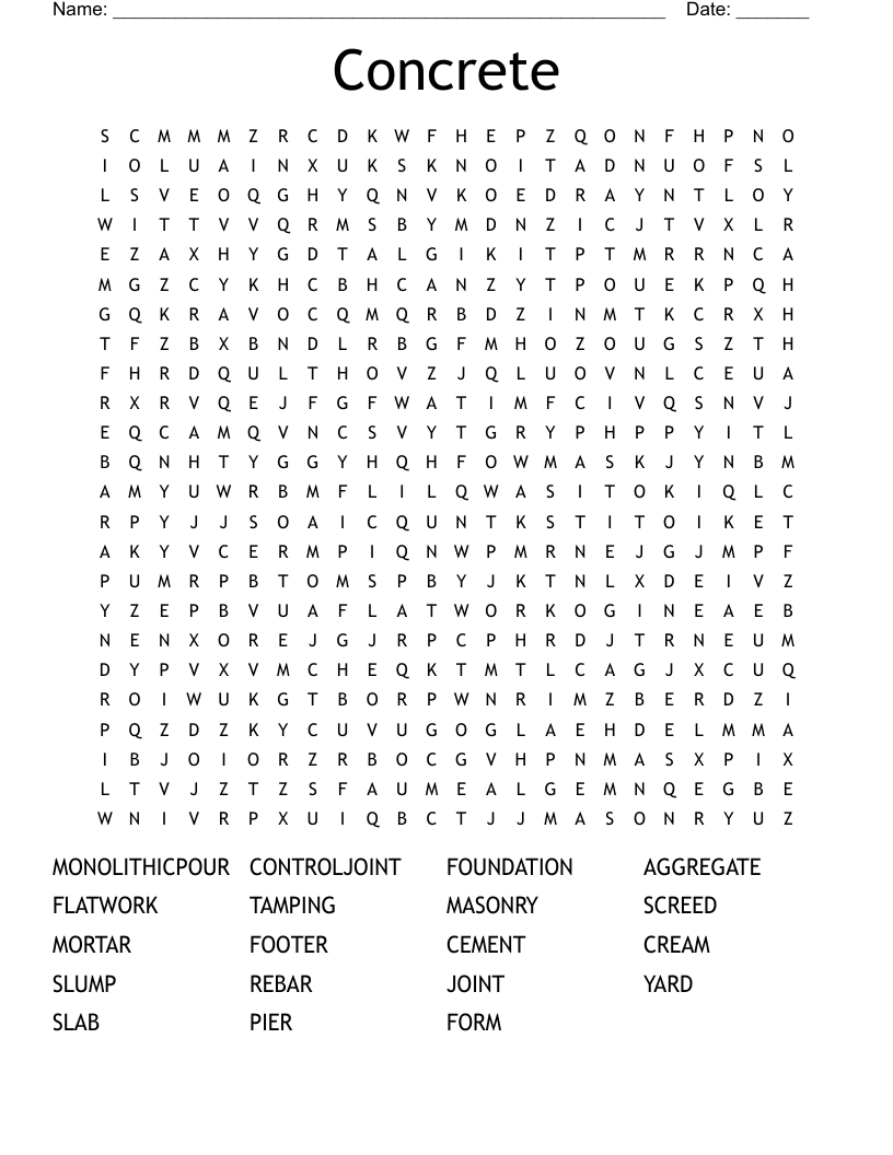 Kennedy Concrete Word Search WordMint