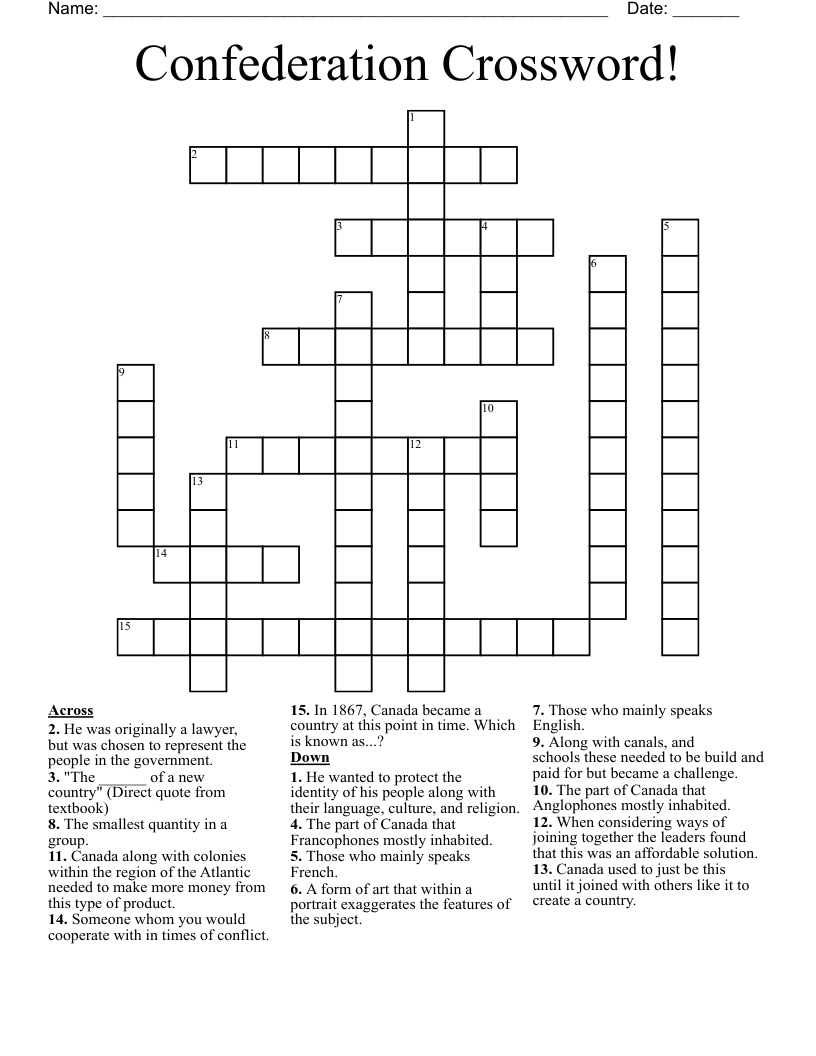Confederation Crossword! WordMint