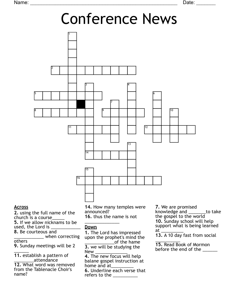 Conference News Crossword WordMint