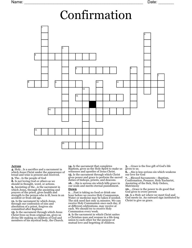 Confirmation Crossword WordMint