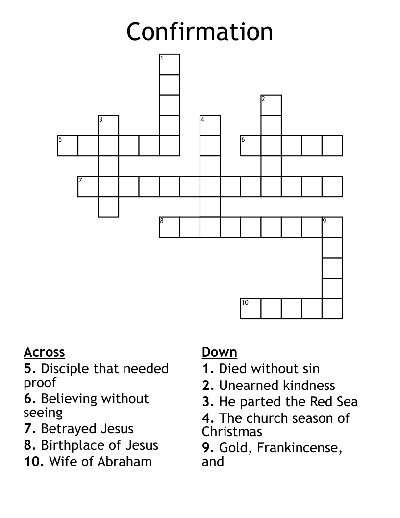 Confirmation Crossword WordMint