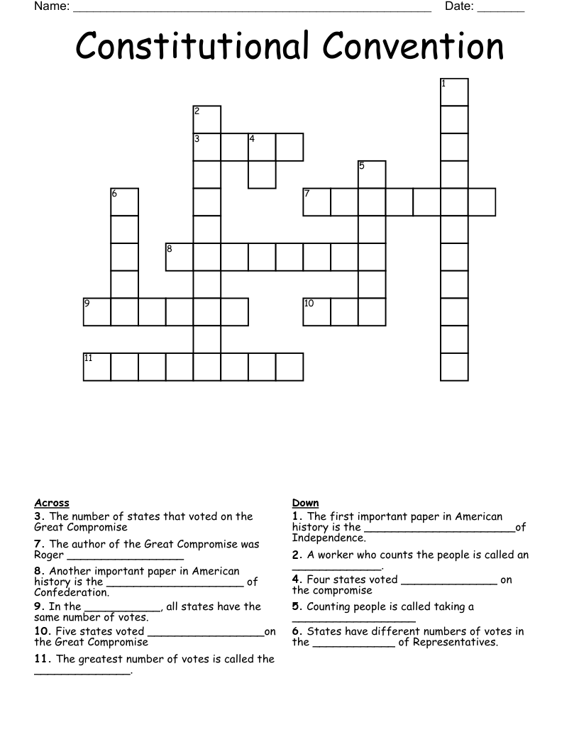 Constitutional Convention Crossword WordMint