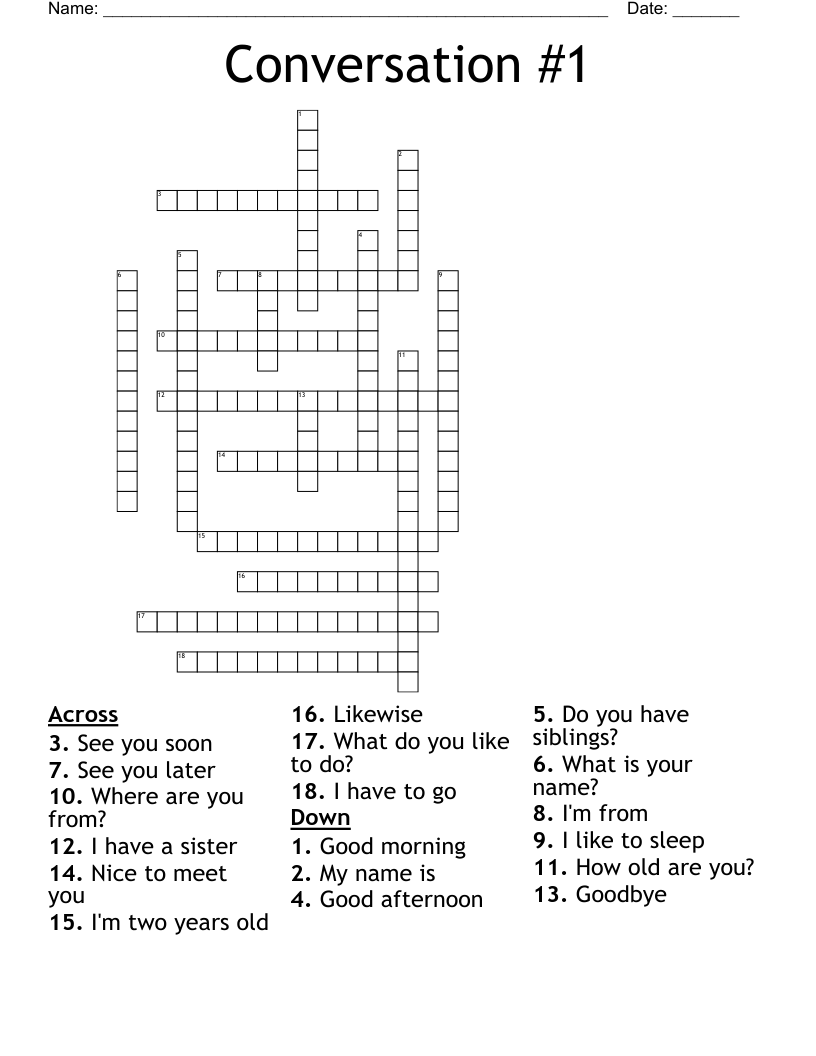 Conversation 1 Crossword WordMint