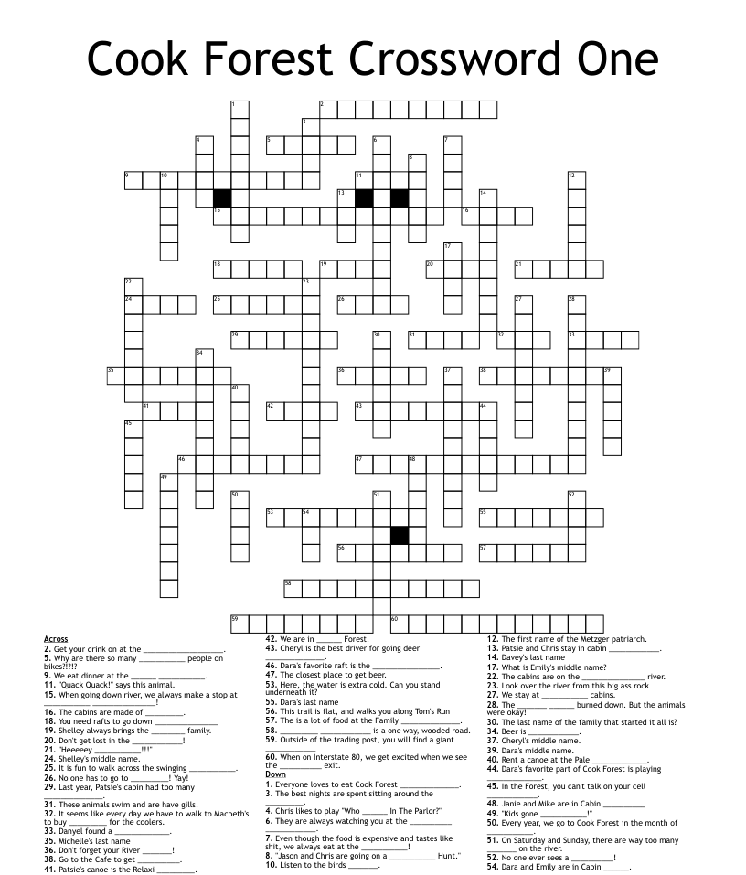 Cook Forest Word Search One WordMint