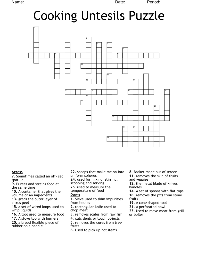 Culinary tools Crossword WordMint