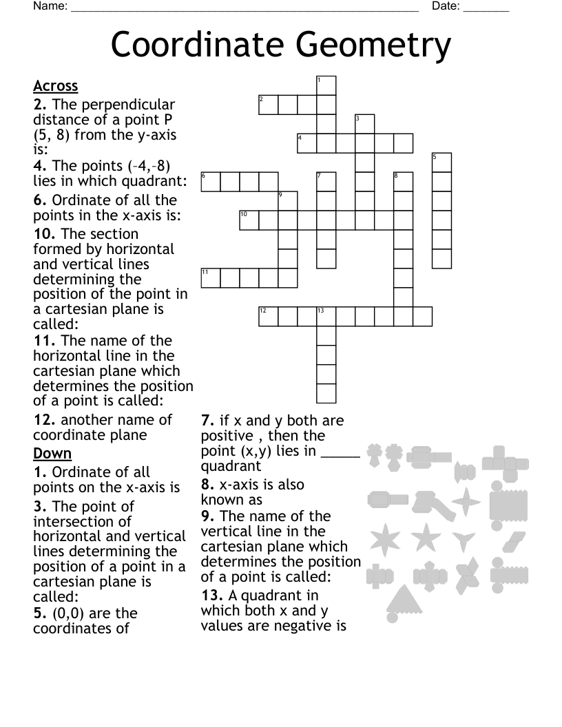 Coordinate Geometry Crossword WordMint