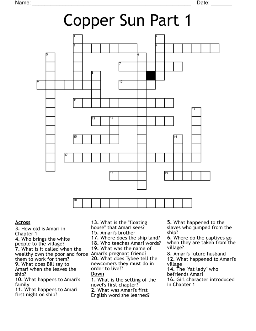 Copper Sun Part 1 Crossword WordMint