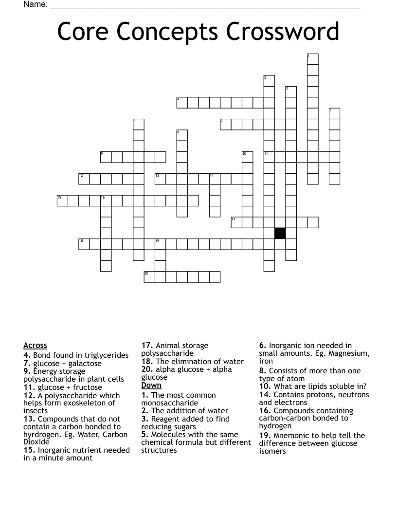 Core Concepts Crossword WordMint