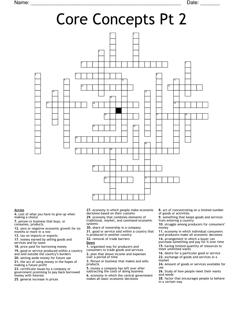 Core Concepts Pt 2 Crossword WordMint