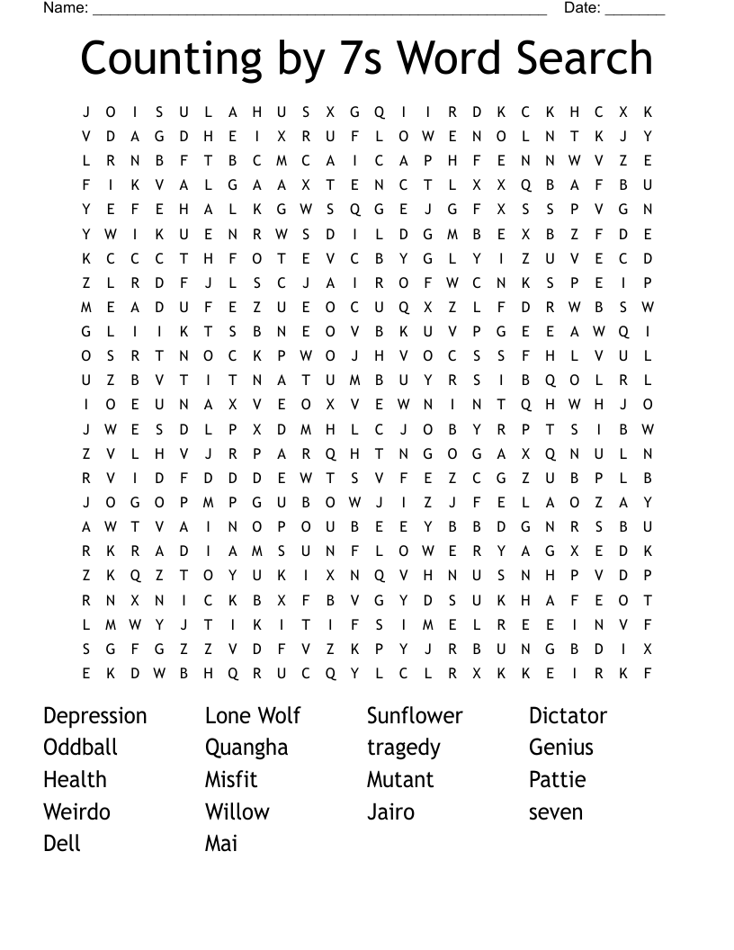 Counting By 7s Word Search WordMint