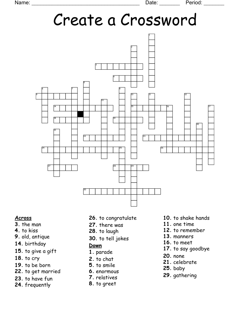 Create a Crossword - WordMint