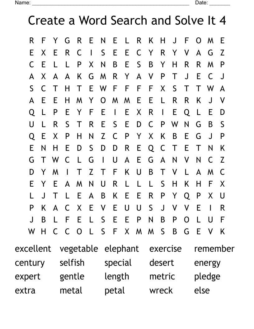 Create a Word Search and Solve It 4 WordMint