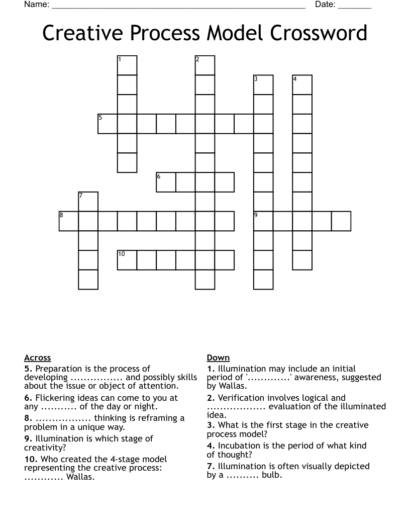 Creative Process Model Crossword WordMint