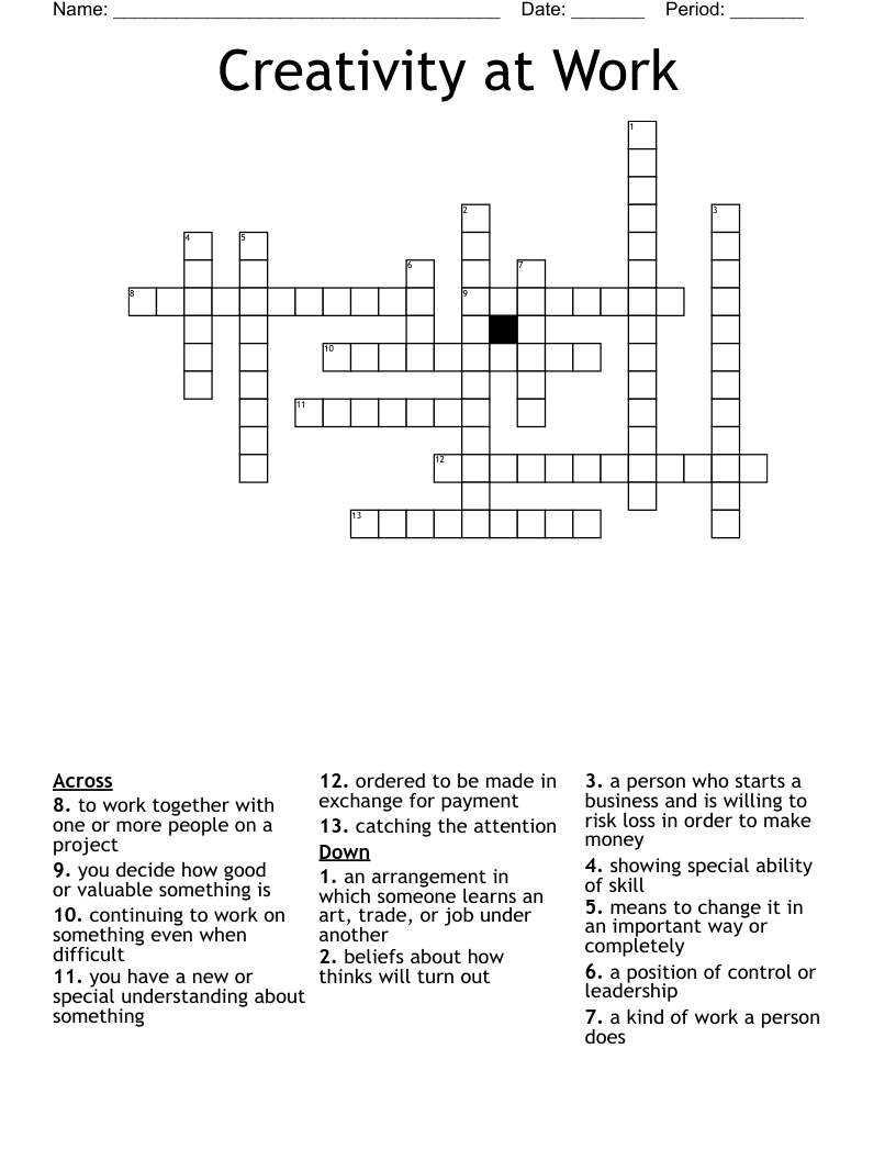 Creativity at Work Crossword WordMint