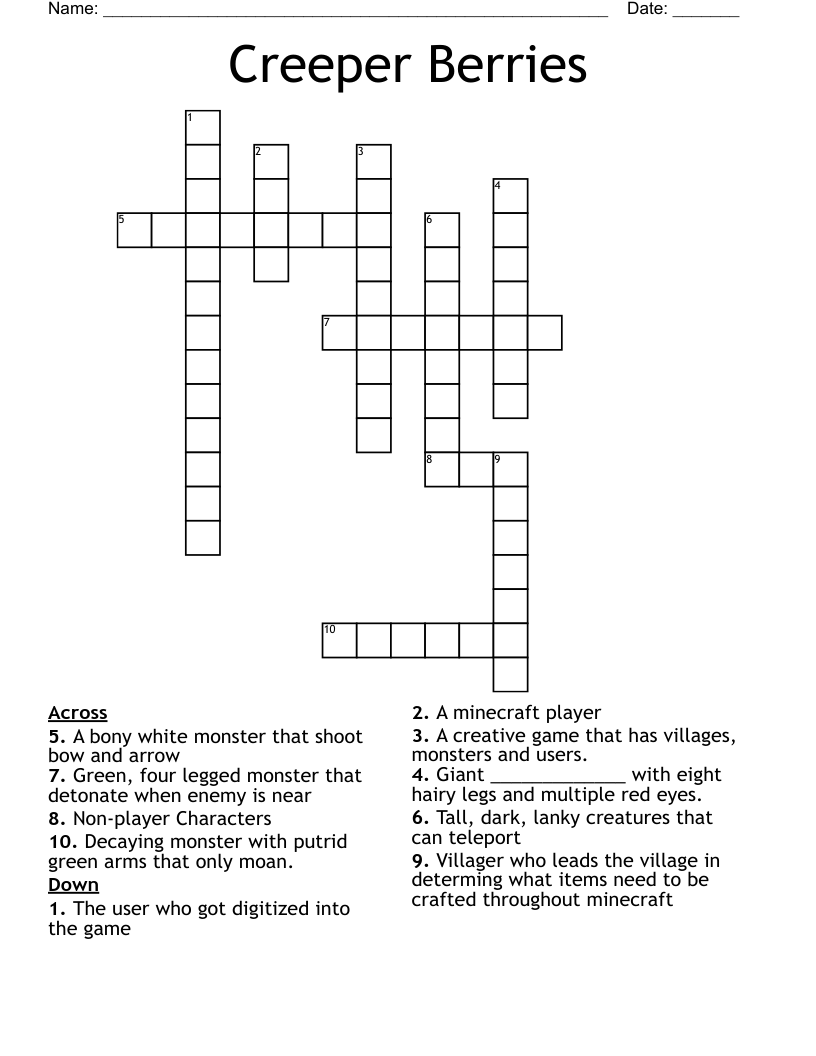 Creeper Berries Crossword WordMint