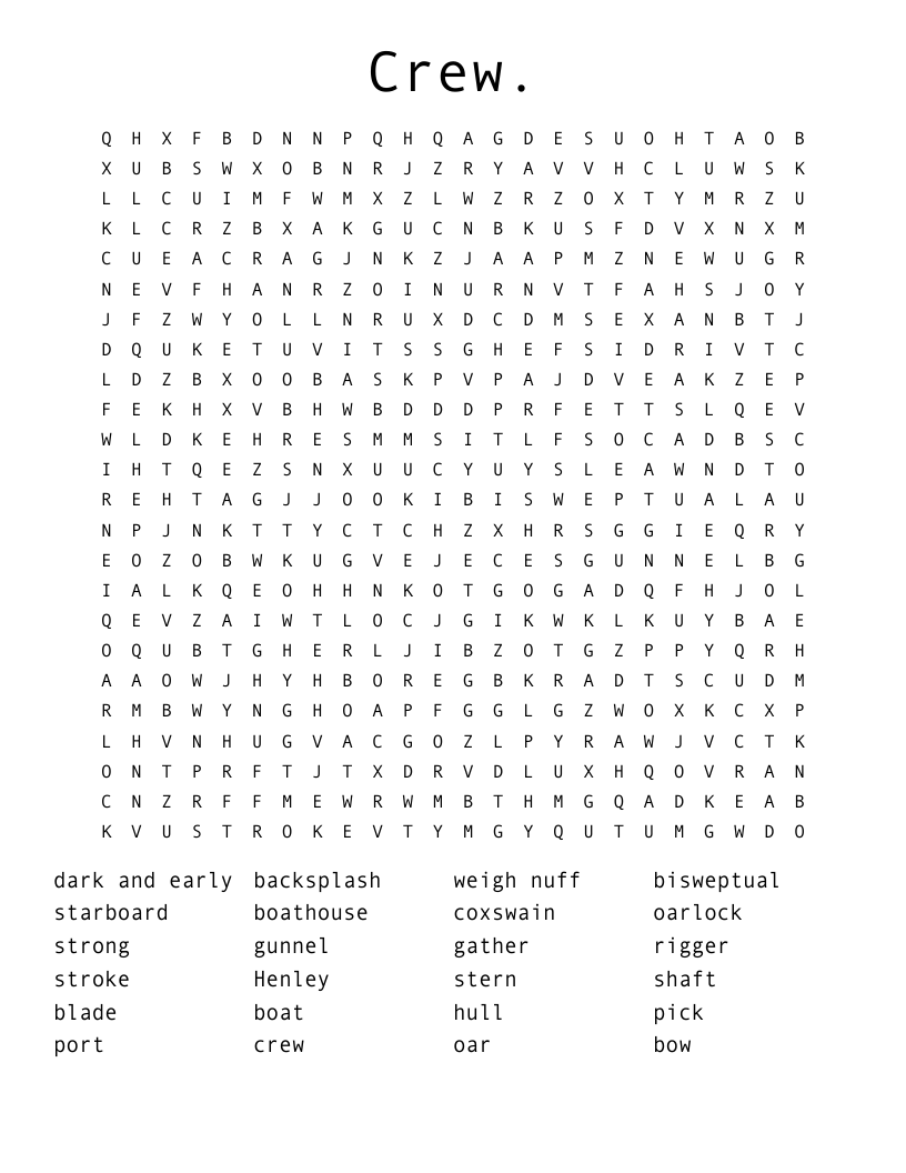 Crew. Word Search WordMint