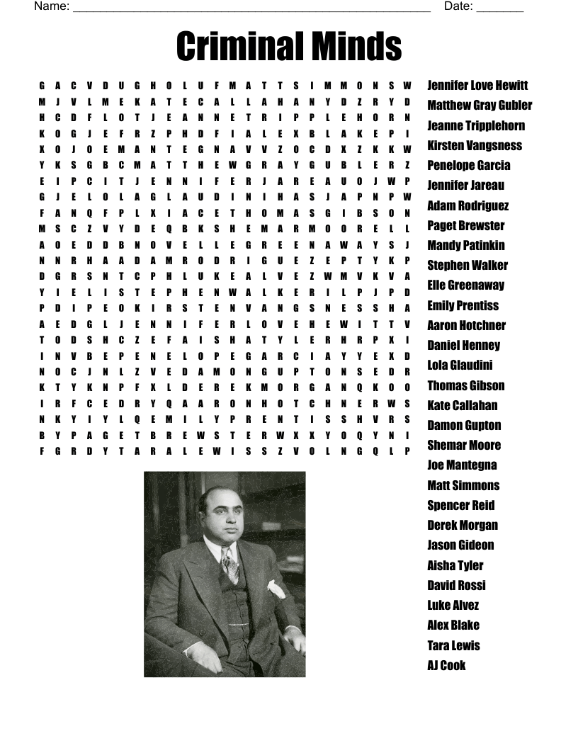 CRIMINAL MINDS Word Search WordMint