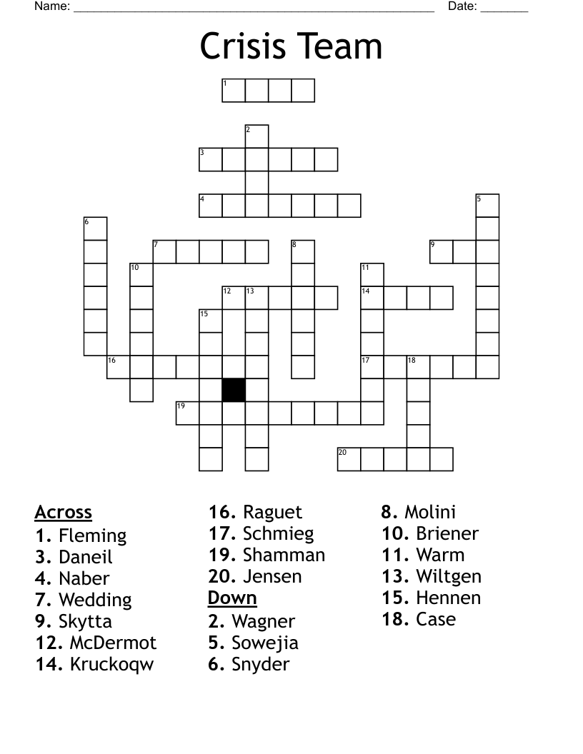 Crisis Team Crossword WordMint