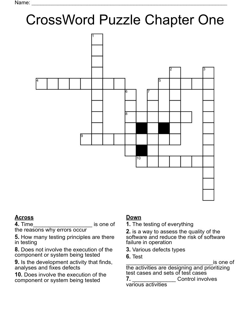 CrossWord Puzzle Chapter One - WordMint
