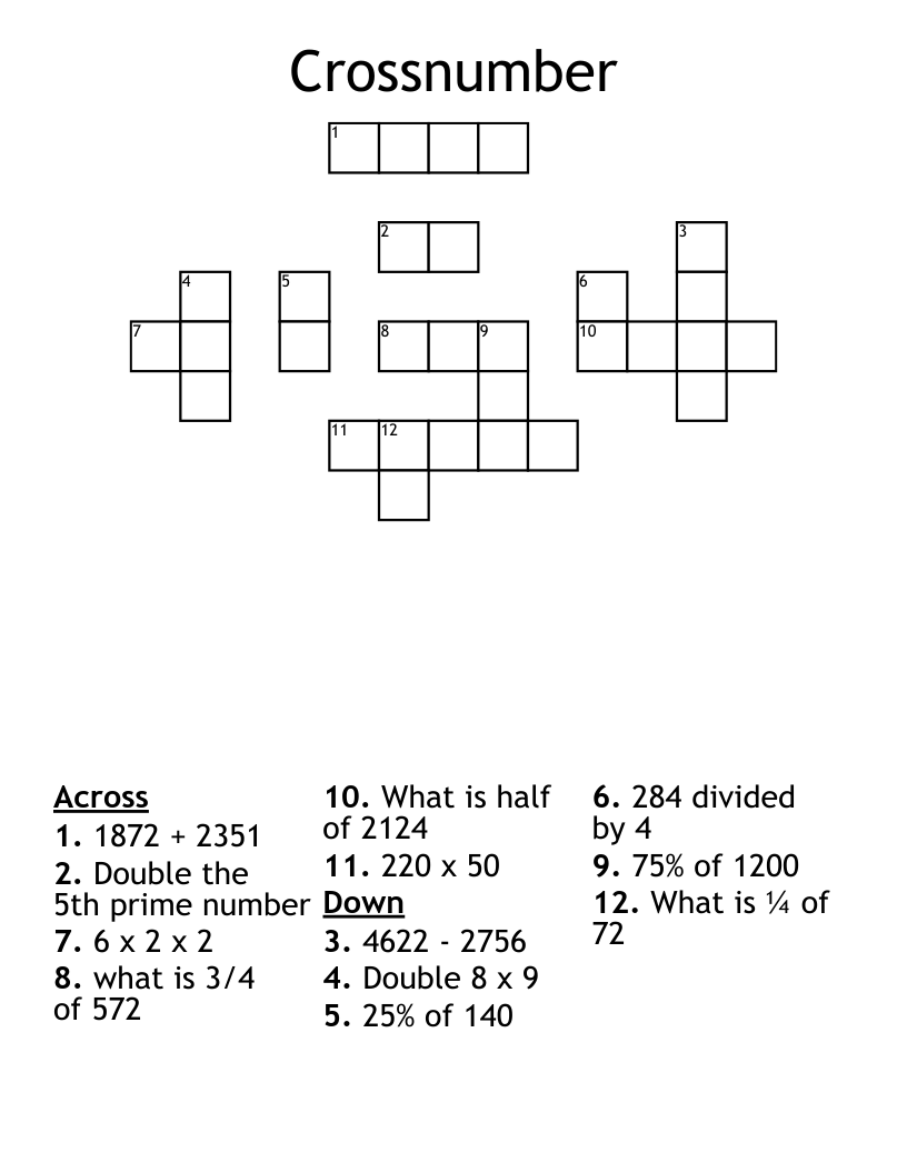 Crossnumber Crossword WordMint