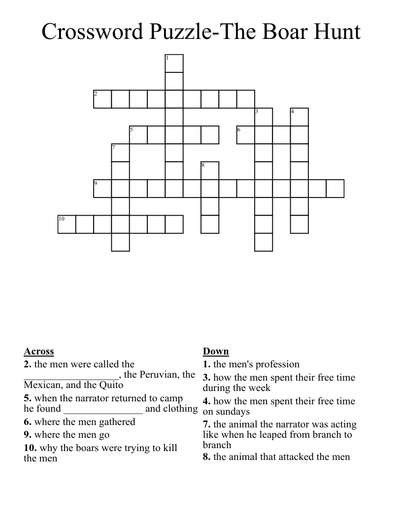 Crossword PuzzleThe Boar Hunt WordMint